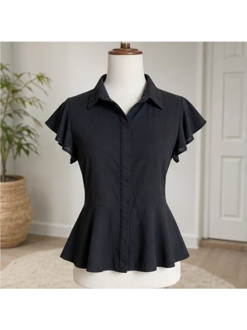 Black Button Blouse - Picture 1 of 6